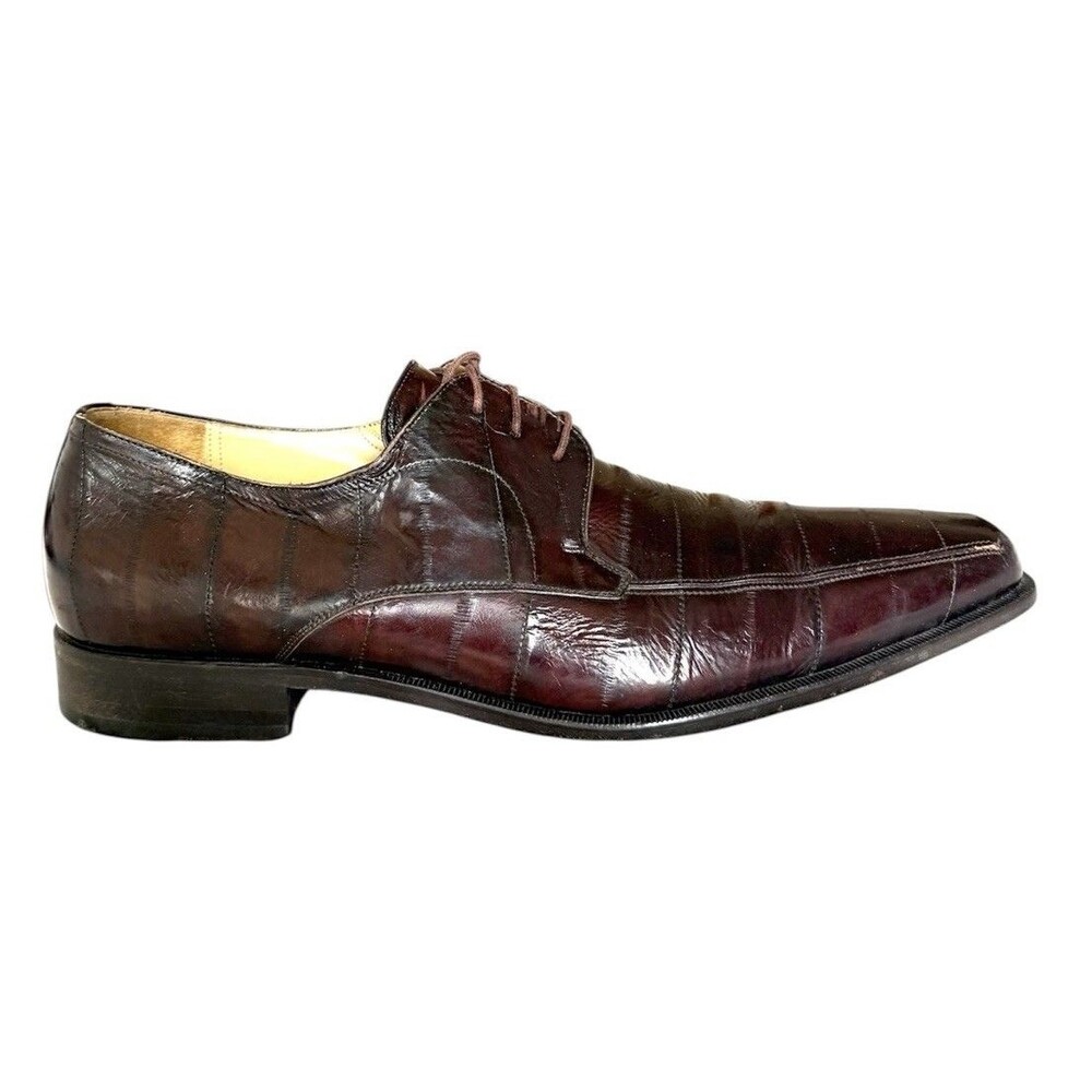 Mezlan Platinum Dinan Brown Leather Eel Skin Lace Up Dress Shoes Size 12M